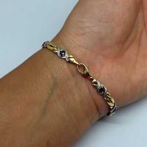 Bracelet Maille Fantaisie avec Saphirs en Or Jaune & Or Gris 18K