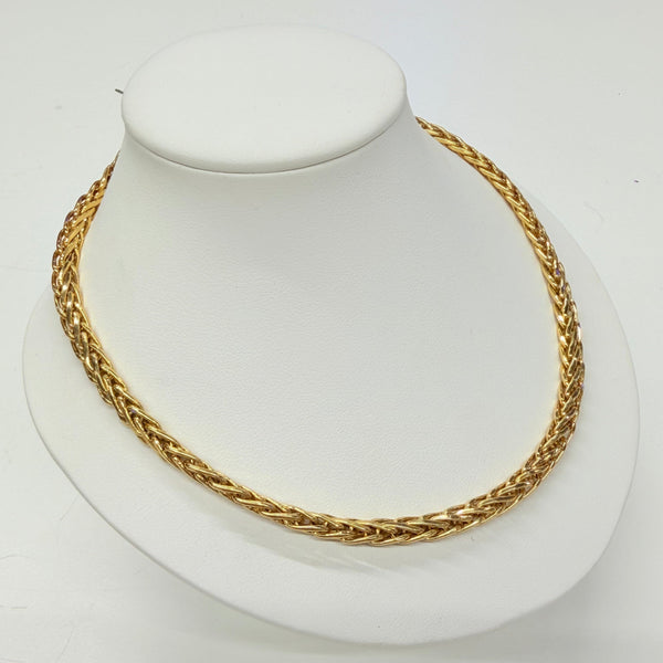 Collier Ras du Cou avec Maille Palmier en Or Jaune 18K
