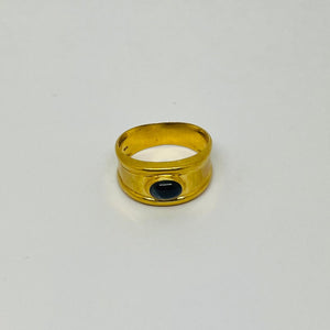Bague Jonc en Or Jaune 18 Carats avec Saphir - Taille 60