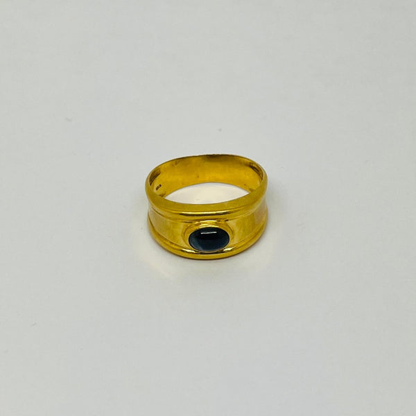 Bague Jonc en Or Jaune 18 Carats avec Saphir - Taille 60