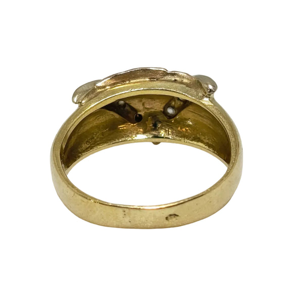 Bague Tank en Or Jaune et Rose 18K avec Zirconium - Taille 51