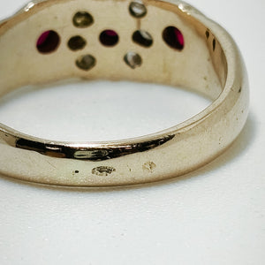 Bague Or Jaune 18k Rubis et Oxyde de Zirconium - taille 55