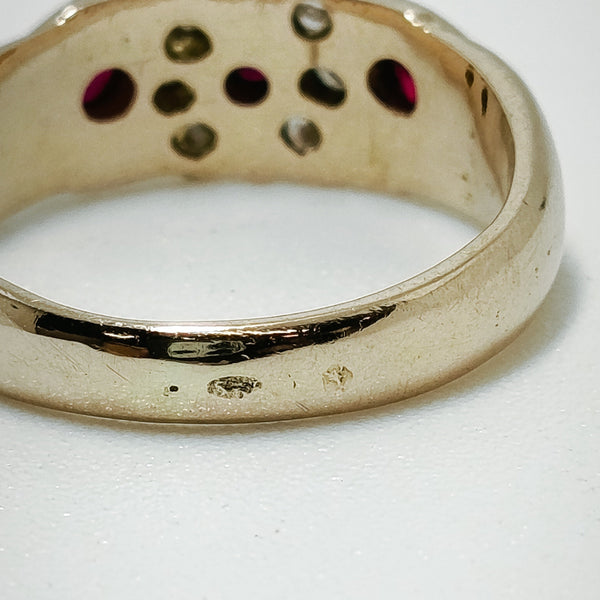 Bague Or Jaune 18k Rubis et Oxyde de Zirconium - taille 55