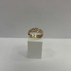 Bague Alliance en Or Jaune Blanc et Rose 18 Carats - Taille 55