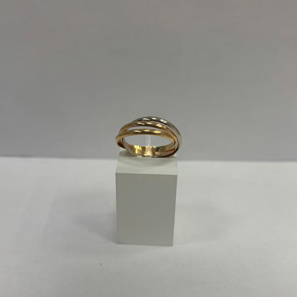Bague Alliance en Or Jaune Blanc et Rose 18 Carats - Taille 55