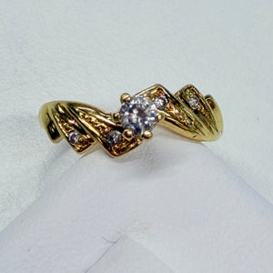 Bague Solitaire en Or Jaune 18k et Zirconium Taille 54