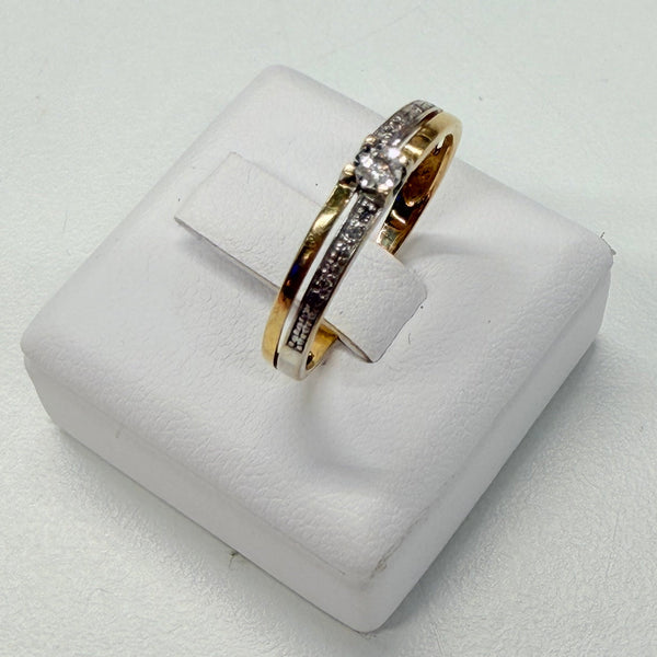 Bague en or Jaune et Blanc  18k avec diamants Taille 55