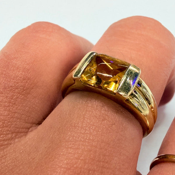 Bague en Or Jaune 18k avec Citrine - Taille 53