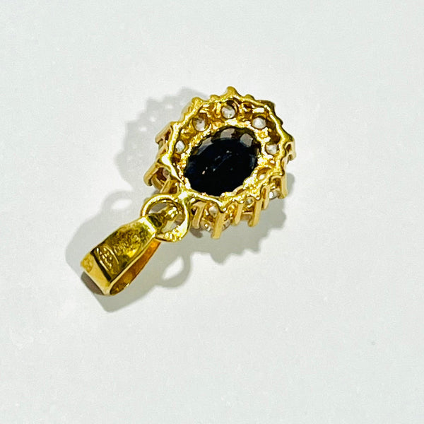 Pendentif Marguerite Or Jaune 18K avec Saphir et Oxyde de Zirconium