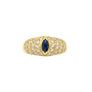 Bagues en or jaune saphir et zirconium Taille : 55