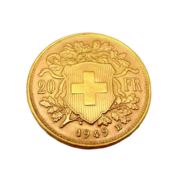 Pièce de 20 Francs Suisse Or Jaune 1949 Rare 20 Carats
