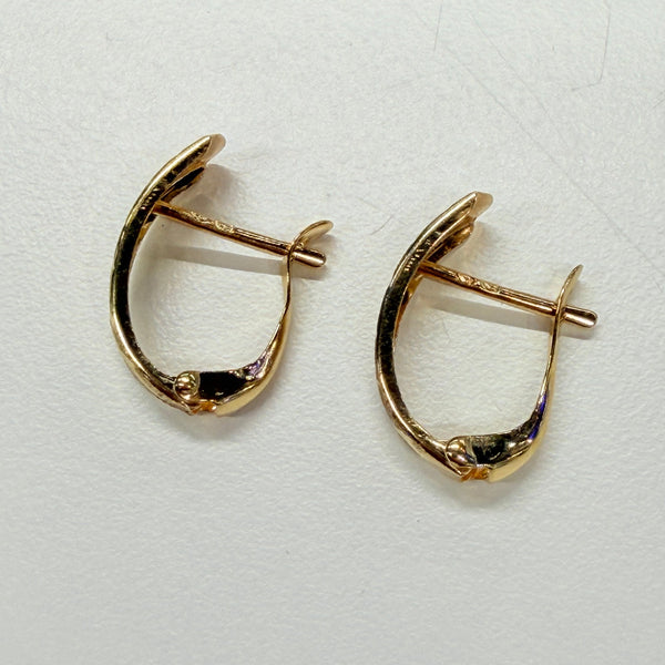 Boucles d'oreilles Dormeuse en Or Jaune et Blanc 18 K