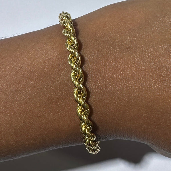 Bracelet chaîne corde en or jaune 18k