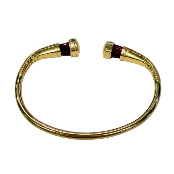 Bracelet Jonc Ouvert en Or Jaune 18k avec Rubis
