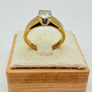 Bague Solitaire Or Jaune 18K Diamant - Taille 54