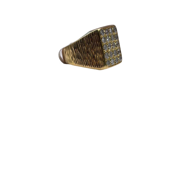 Bague chevalière avec Diamants en Or Jaune 18 Carats- Taille 49