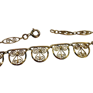 Collier Ras du Cou en Or Jaune avec Maille Filigrane 18K