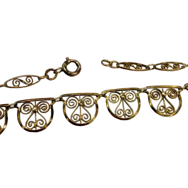 Collier Ras du Cou en Or Jaune avec Maille Filigrane 18K