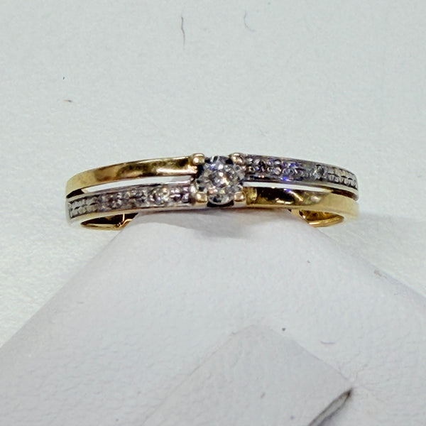 Bague en or Jaune et Blanc  18k avec diamants Taille 55