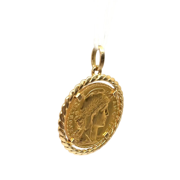 Pendentif Porte Pièce en Or Jaune 18k