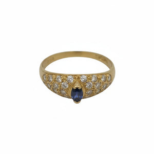 Bagues en or jaune saphir et zirconium Taille : 55