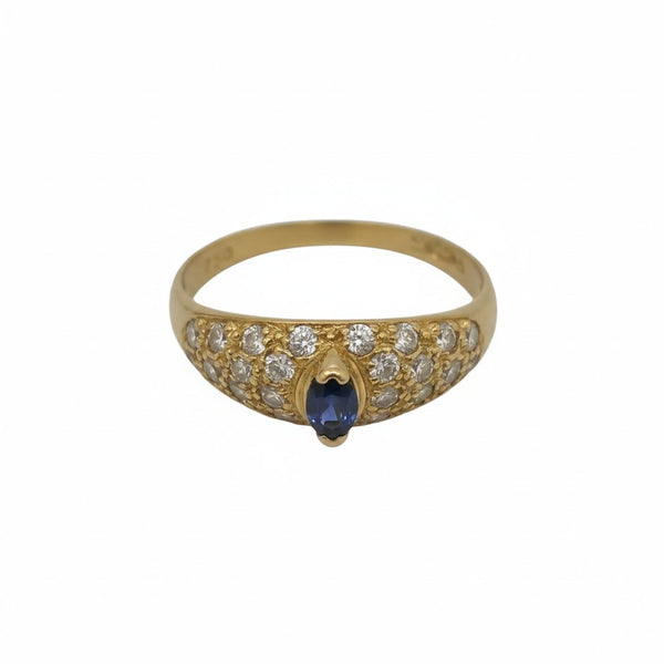 Bagues en or jaune saphir et zirconium Taille : 55