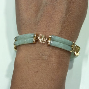 Bracelet artisanal or jaune 18 carats avec jade