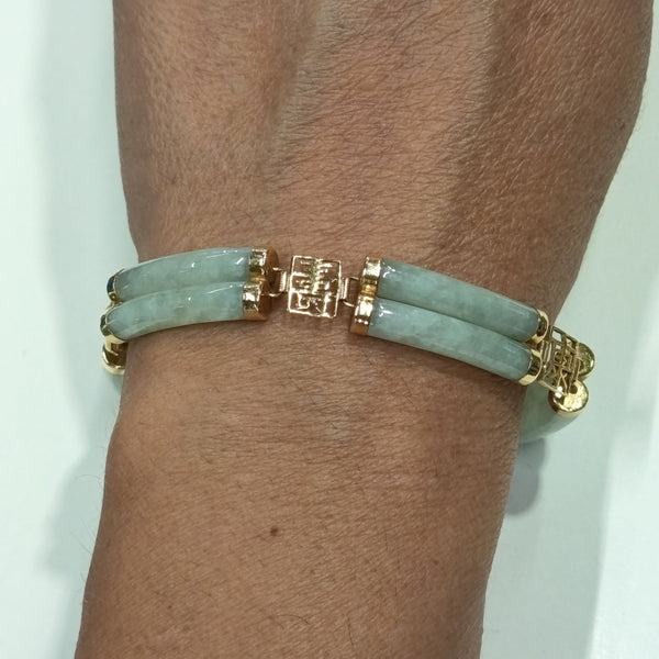 Bracelet artisanal or jaune 18 carats avec jade