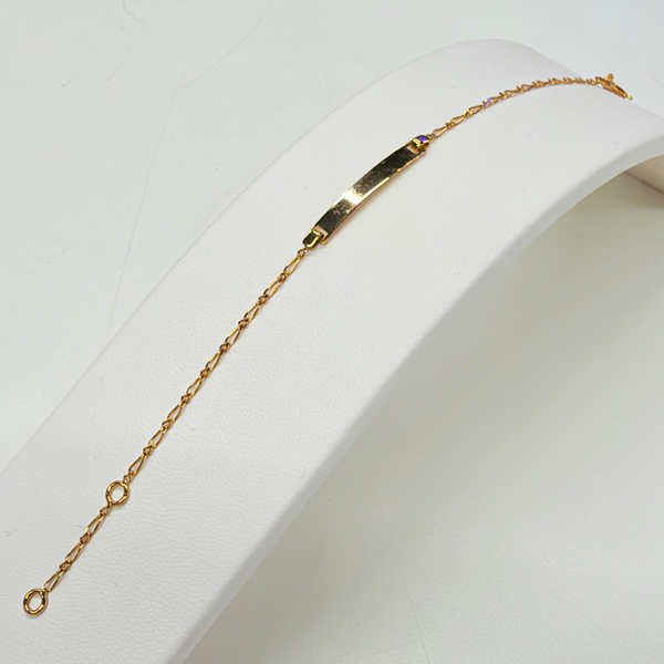Bracelet Identité Maille Figaro Enfant Or Jaune 18 Carats