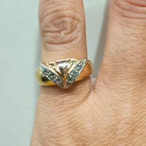 Bague Tank en Or Jaune et Rose 18K avec Zirconium - Taille 51