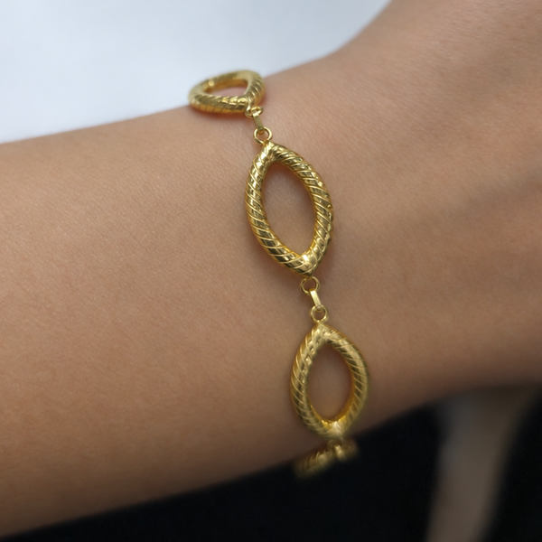 Bracelet Maillon Marquise en Or Jaune 18 K