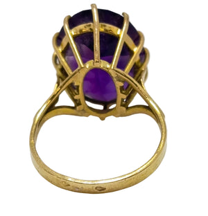 Solitaire en Or Jaune 18 Carats avec Améthyste - Taille 55
