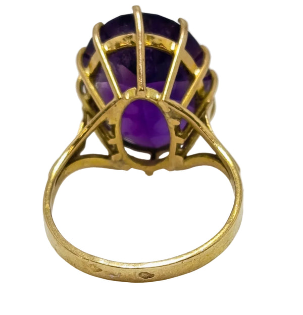 Solitaire en Or Jaune 18 Carats avec Améthyste - Taille 55