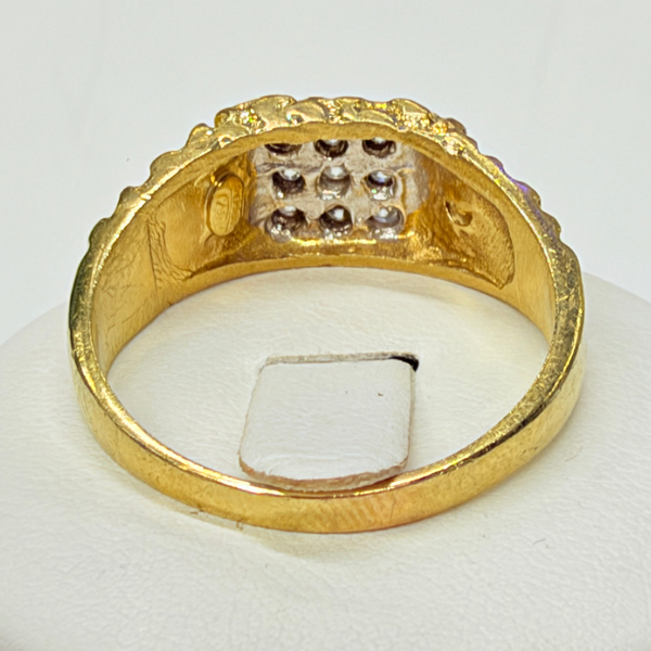 Chevalière en Or Jaune 18k avec Zirconium - Taille 68