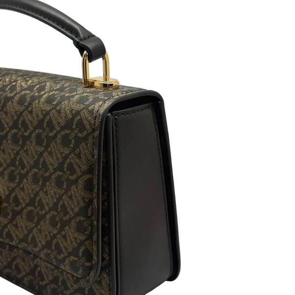 Sac à Main Michael Kors Delancey Satchel Noir Doré
