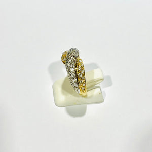 Bague avec Zirconium en Or Jaune et Or Blanc 18K - Taille 57