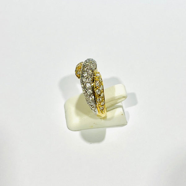 Bague avec Zirconium en Or Jaune et Or Blanc 18K - Taille 57