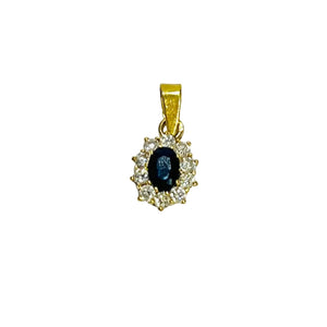 Pendentif Marguerite Or Jaune 18K avec Saphir et Oxyde de Zirconium