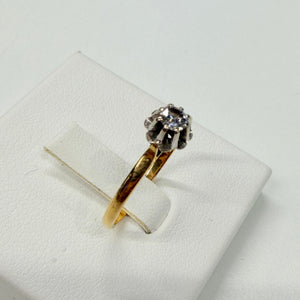 Bague Solitaire en Or Jaune et Blanc 18k Taille 54