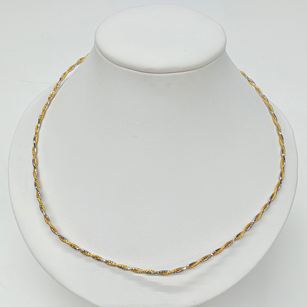 Collier Ras du Cou Torsadé en Or Jaune et Or Blanc 18K