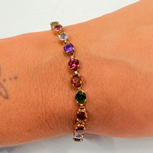 Bracelet en Or Jaune 18K avec Pierres de Couleurs