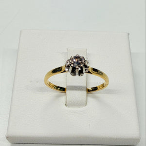 Bague Solitaire en Or Jaune et Blanc 18k Taille 54