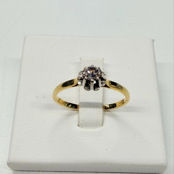 Bague Solitaire en Or Jaune et Blanc 18k Taille 54