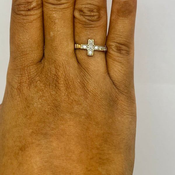 Bague avec Zirconium en Or Jaune 14 Carats - Taille 52
