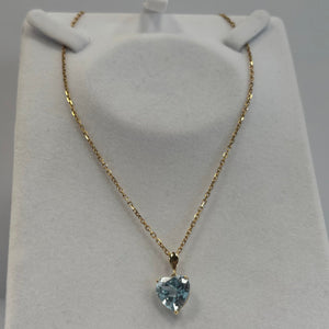 Pendentif Or Jaune Cœur Bleu Naturel 18 Carats