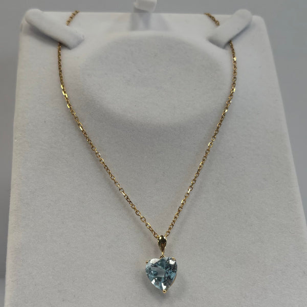 Pendentif Or Jaune Cœur Bleu Naturel 18 Carats