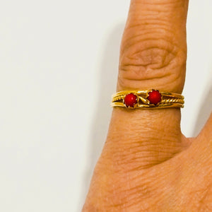 Bague Artisanale avec Zirconium en Or Jaune 18 Carats - Taille 46