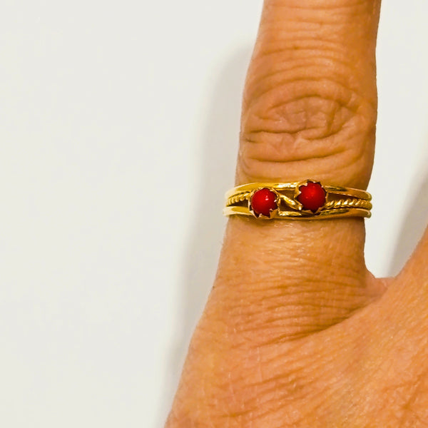 Bague Artisanale avec Zirconium en Or Jaune 18 Carats - Taille 46