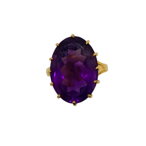 Solitaire en Or Jaune 18 Carats avec Améthyste - Taille 55