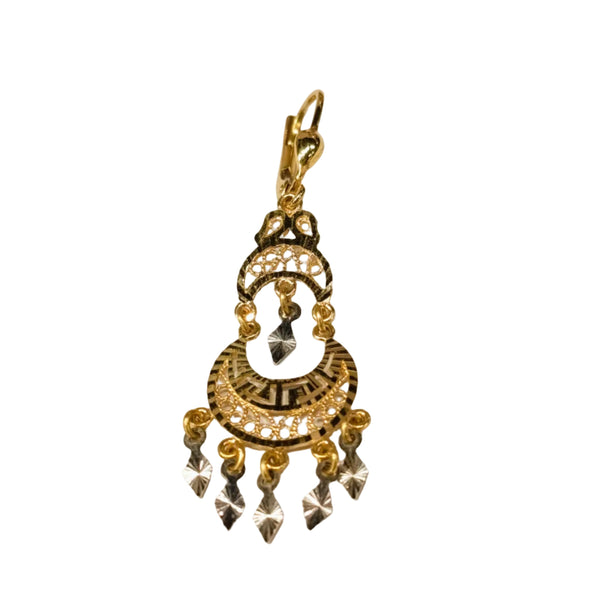 Boucles d'Oreilles Pendantes en Or Jaune et Gris 18K